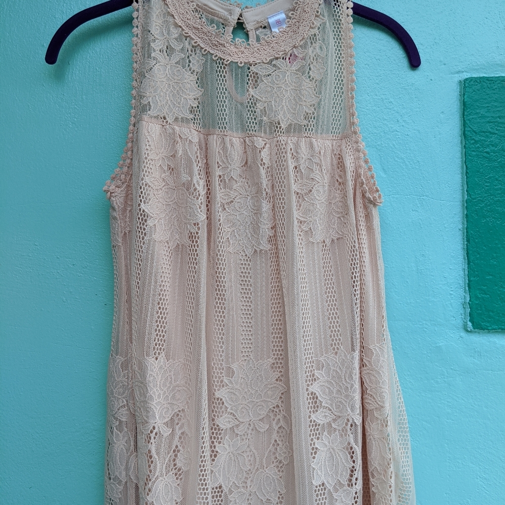 Blush lace midi dress